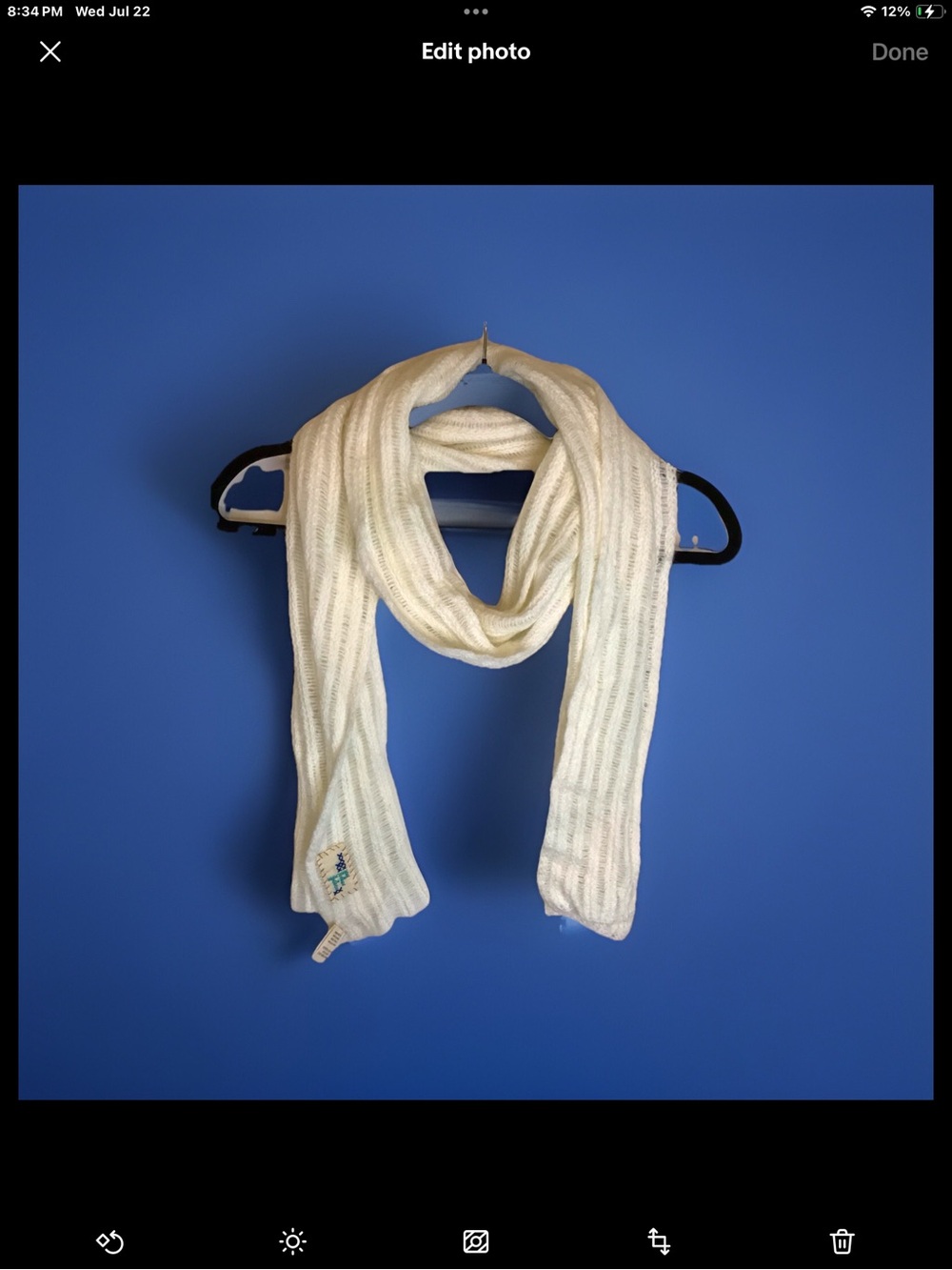 Free People White Textured Mohair Acrylic Scarf NWT 72”x11”